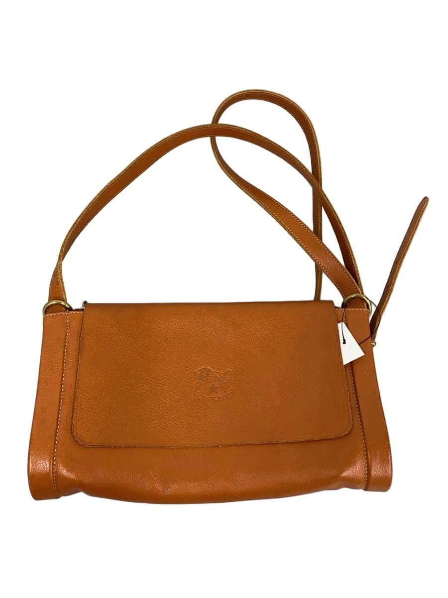 IL BISONTE Flap Leather Shoulder Bag Leather Camel 411879