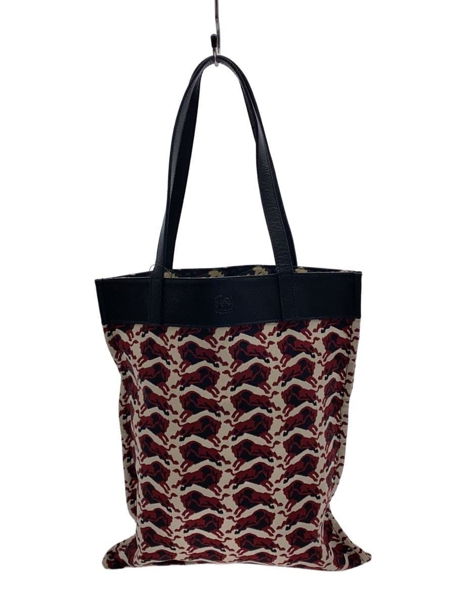 IL BISONTE Tote Bag Canvas Red Bison All-over Pattern
