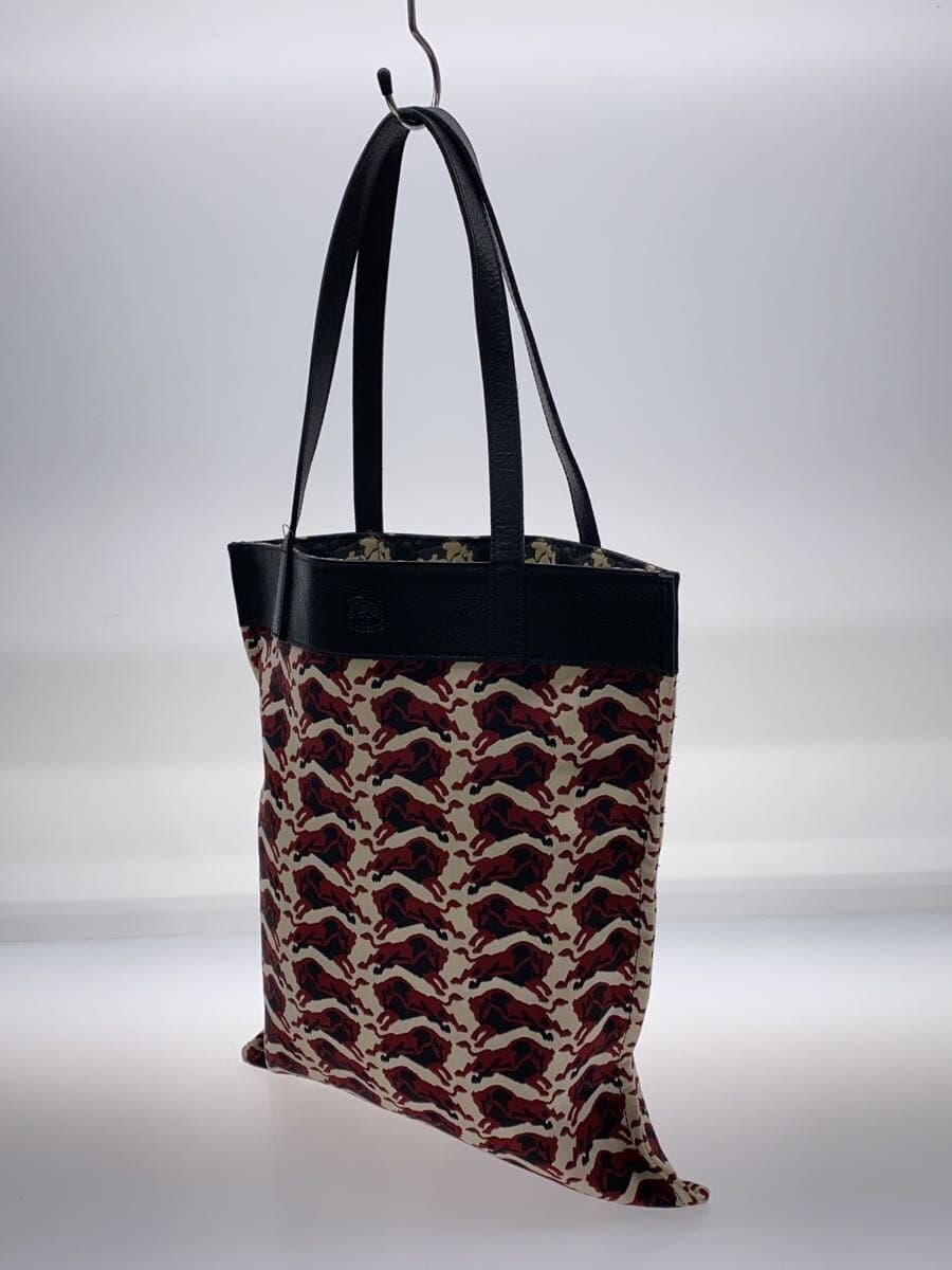 IL BISONTE Tote Bag Canvas Red Bison All-over Pattern 2