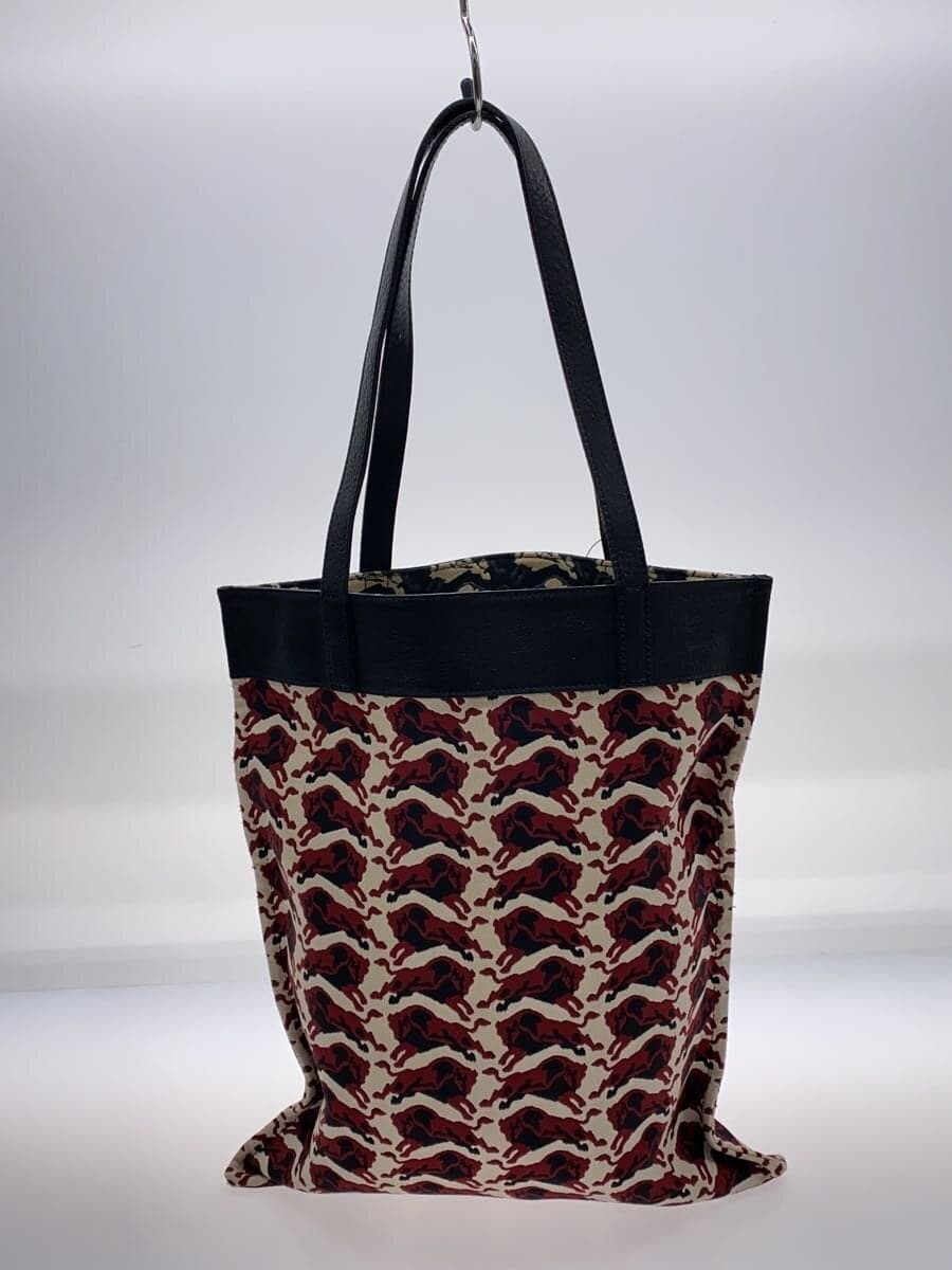IL BISONTE Tote Bag Canvas Red Bison All-over Pattern 3