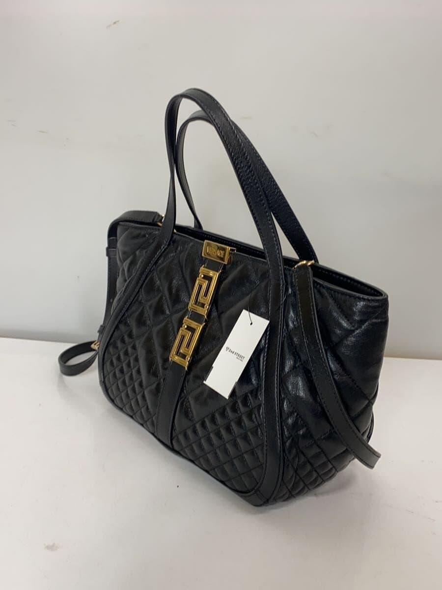 VERSACE Handbag Greca Goddess Tote Bag Quilted Leather BLK 1009438 2