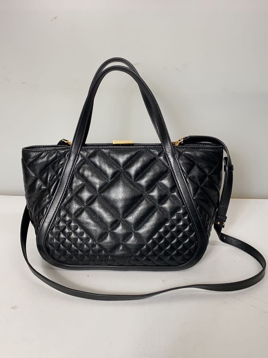 VERSACE Handbag Greca Goddess Tote Bag Quilted Leather BLK 1009438 3