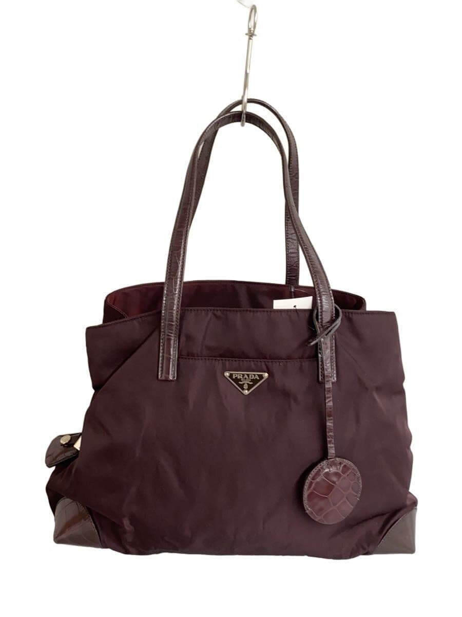PRADA Tote Bag Nylon Brown Solid
