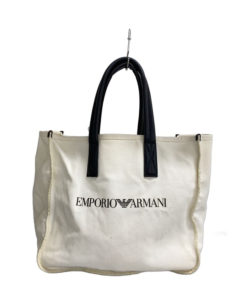 EMPORIO ARMANI tote bag canvas WHT plain