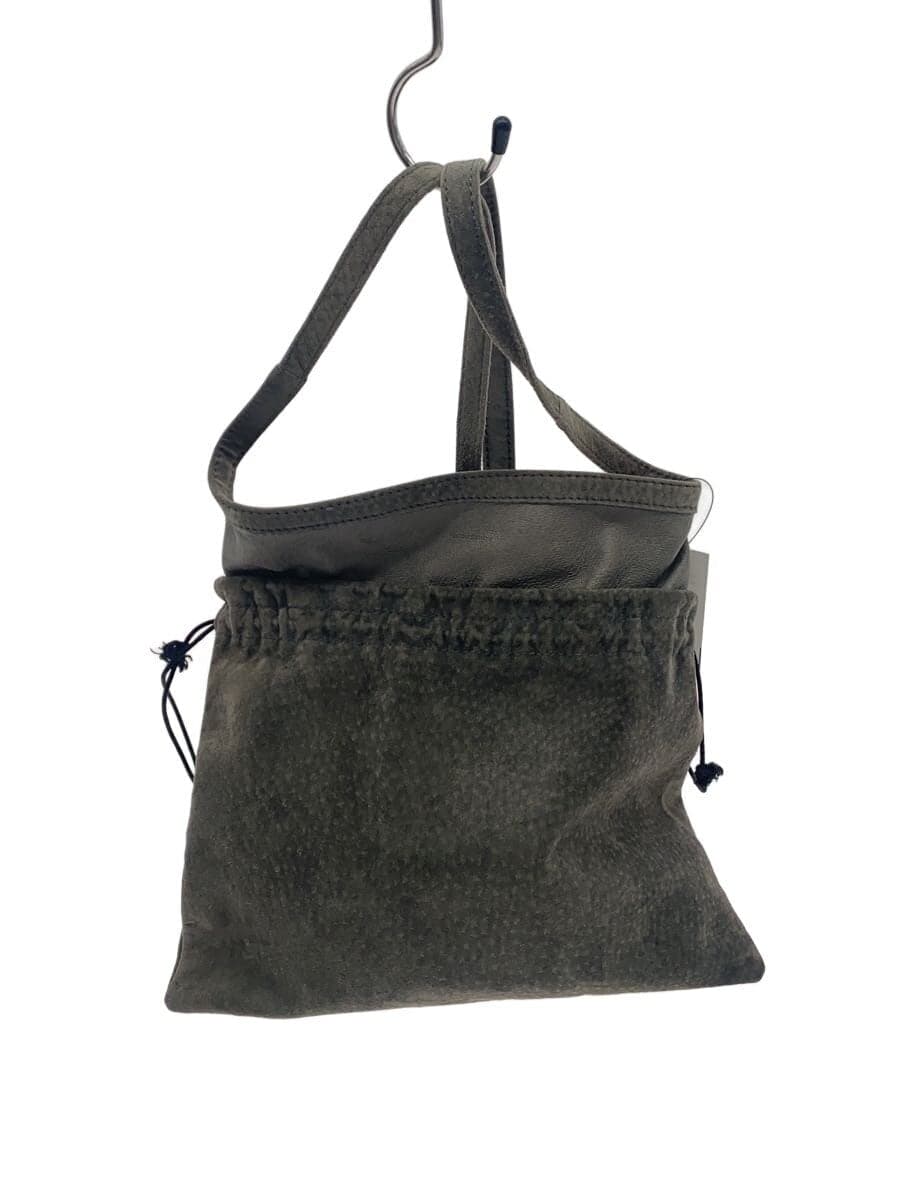 Hender Scheme Drawstring Shoulder Bag Leather Gray With Wear