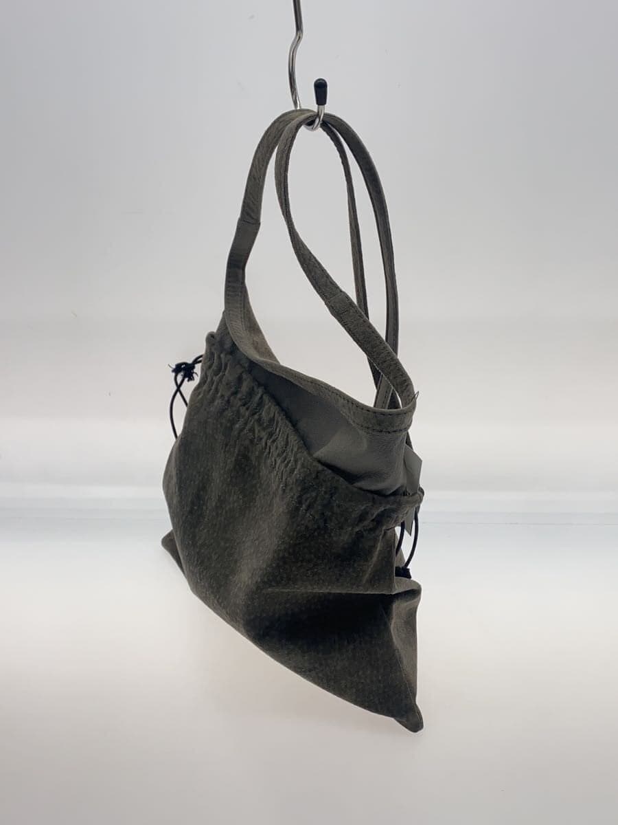 Hender Scheme Drawstring Shoulder Bag Leather Gray With Wear 2