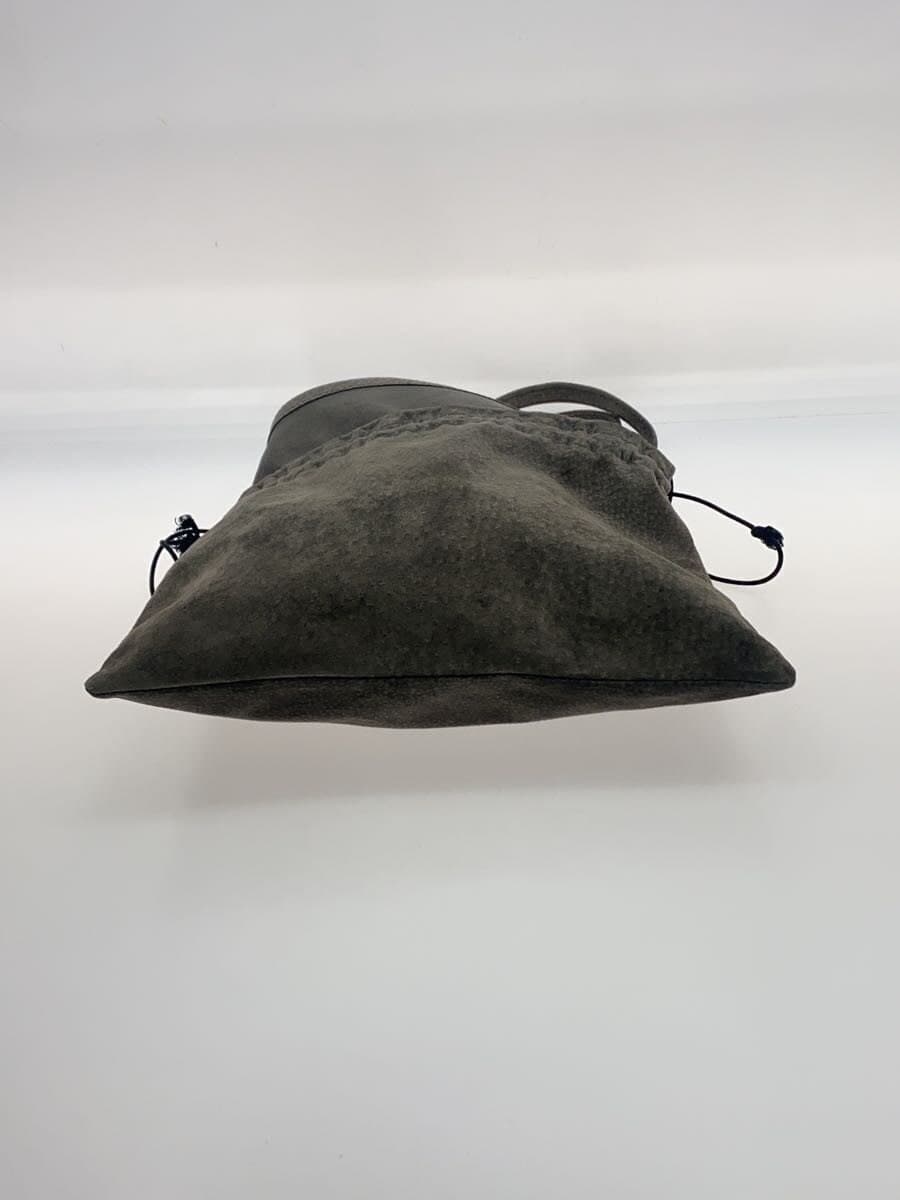 Hender Scheme Drawstring Shoulder Bag Leather Gray With Wear 4