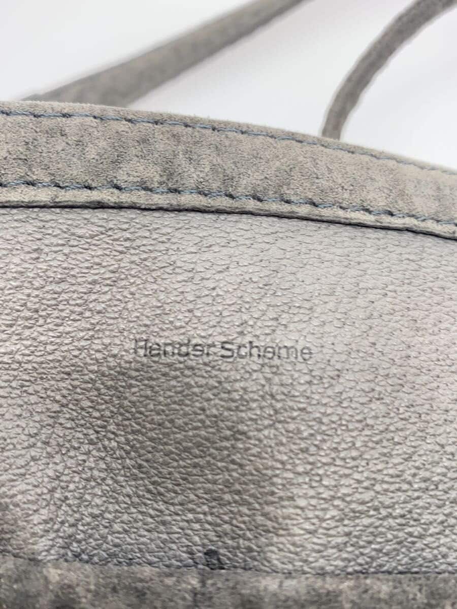 Hender Scheme Drawstring Shoulder Bag Leather Gray With Wear 5