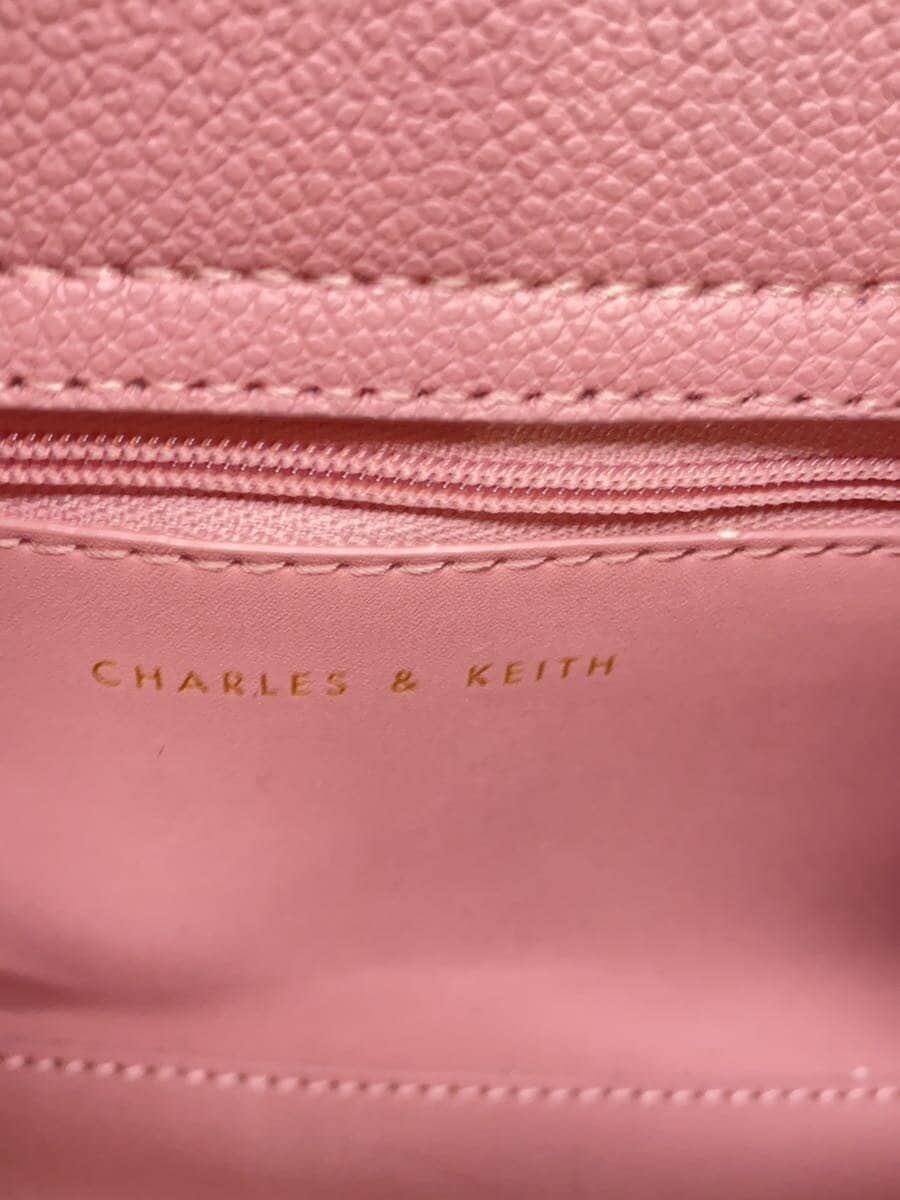 CHARLES&KEITH Shoulder Bag Leather Pink Solid Color 5