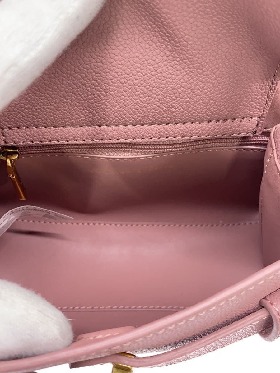 CHARLES&KEITH Shoulder Bag Leather Pink Solid Color 6