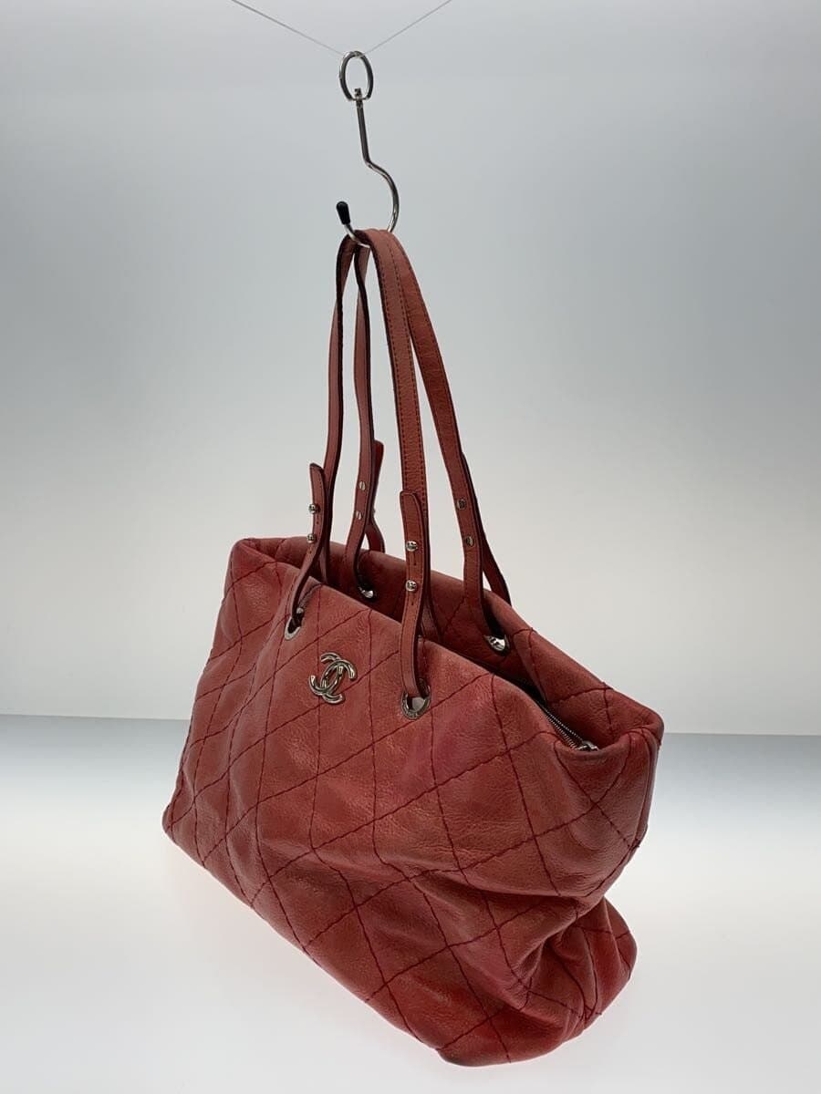 CHANEL On the Road Wild Stitch Tote Bag Leather Pink Solid CHANEL 2