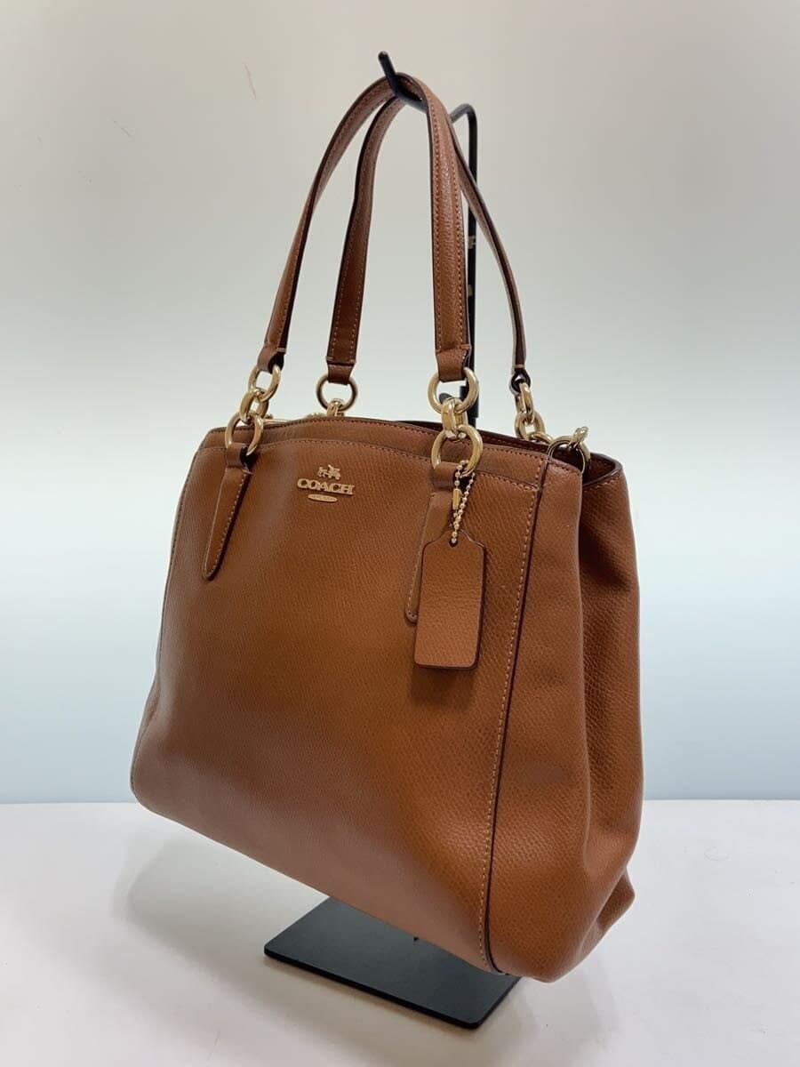 COACH 2WAY Tote Bag _ All Leather Leather BRW Plain F36642 2