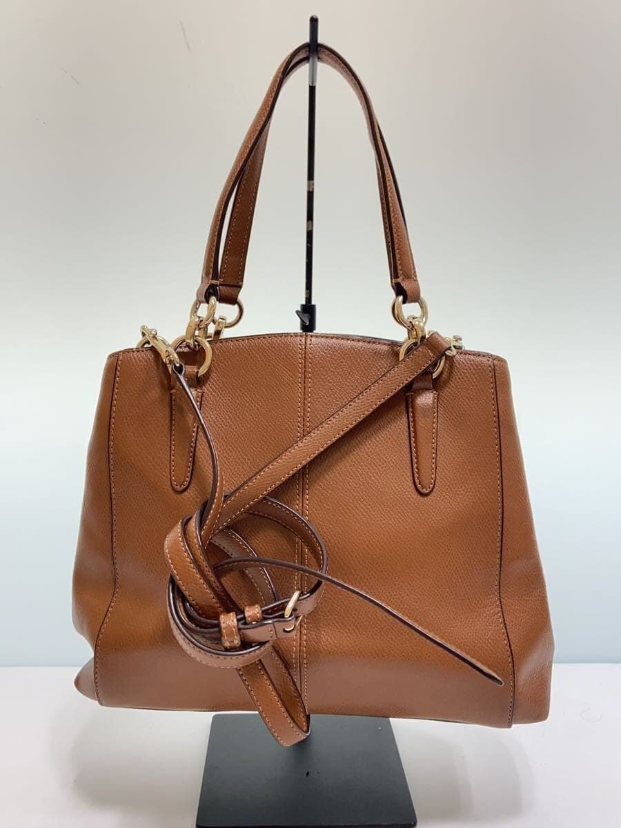COACH 2WAY Tote Bag _ All Leather Leather BRW Plain F36642 3