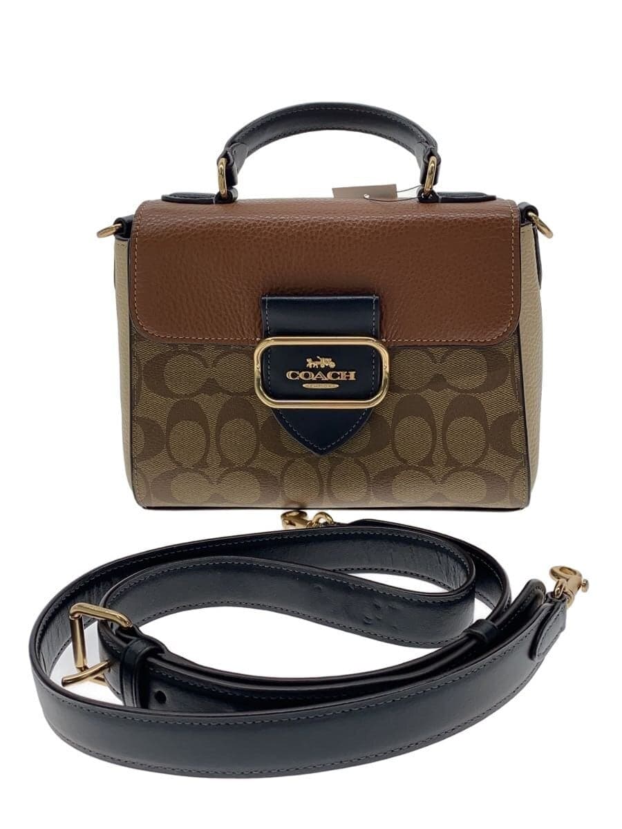 COACH Morgan Top Handle Satchel Color Block Signature Shoulder Bag BRW All-over