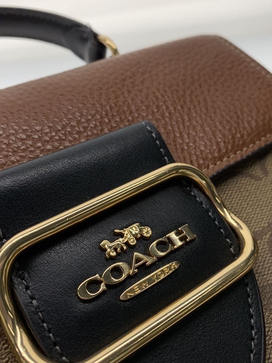 COACH Morgan Top Handle Satchel Color Block Signature Shoulder Bag BRW All-over 5