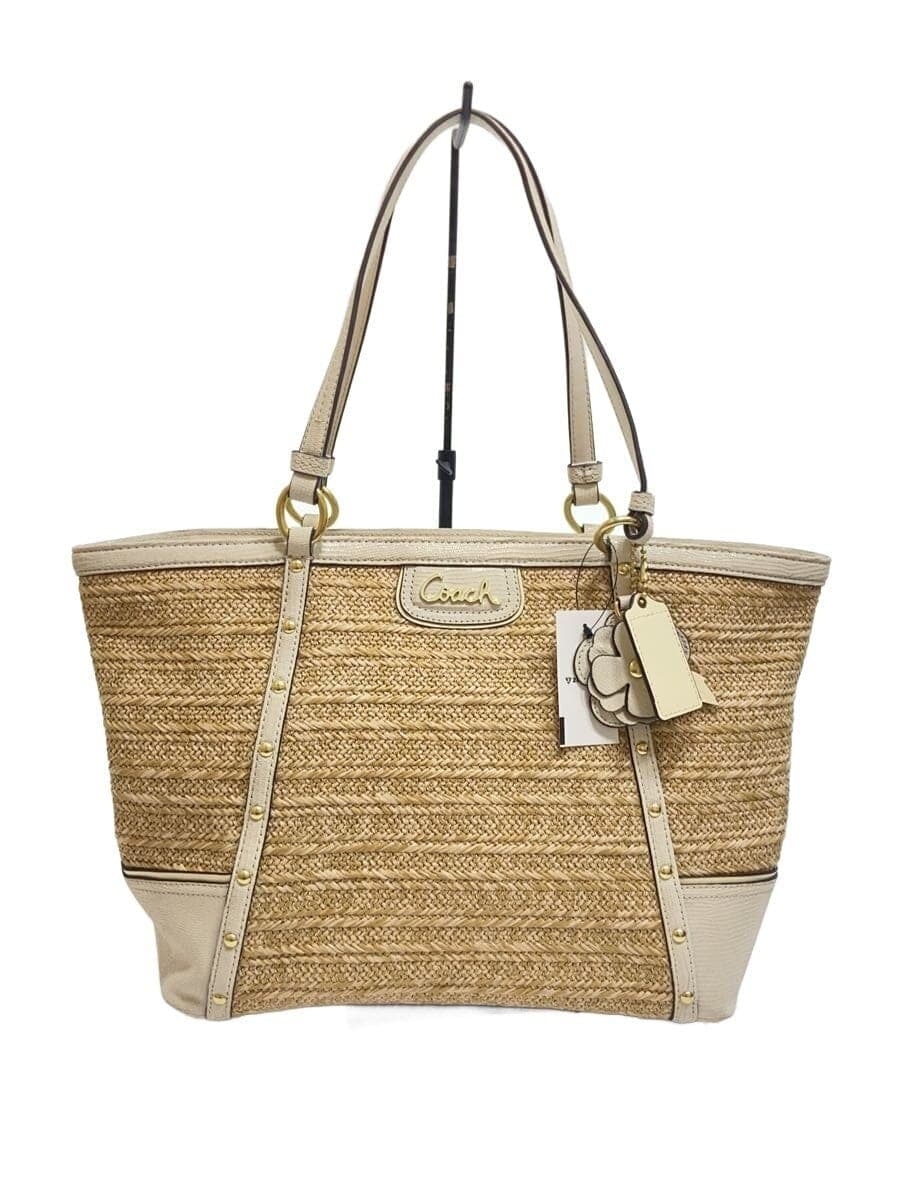 COACH Basket Bag Tote Bag_ Straw -- WHT 21959