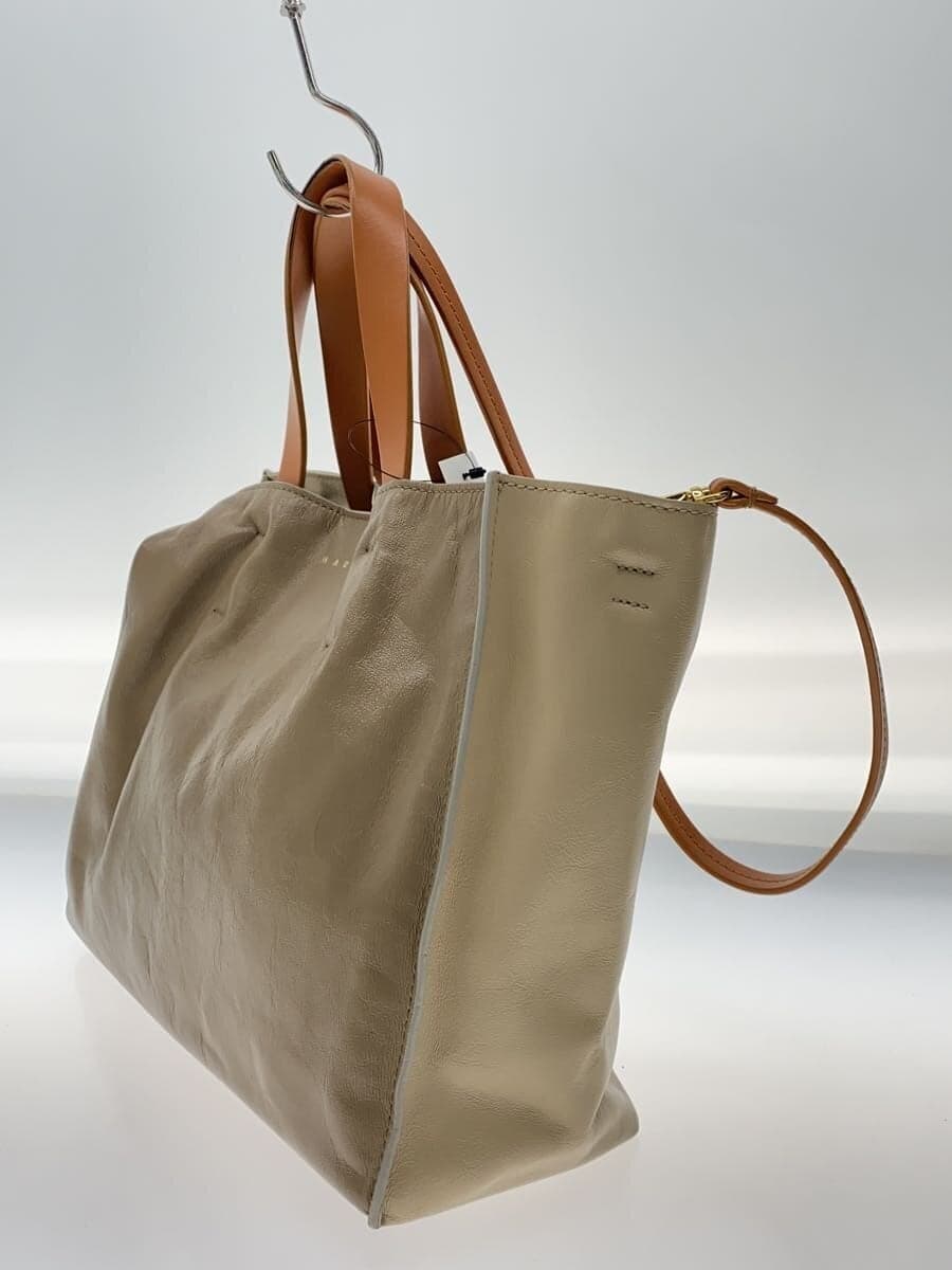 MARNIMUSEO SOFT EW SMALL 2WAY Tote Bag Cowhide BEG SHMP0069U0P2644 2