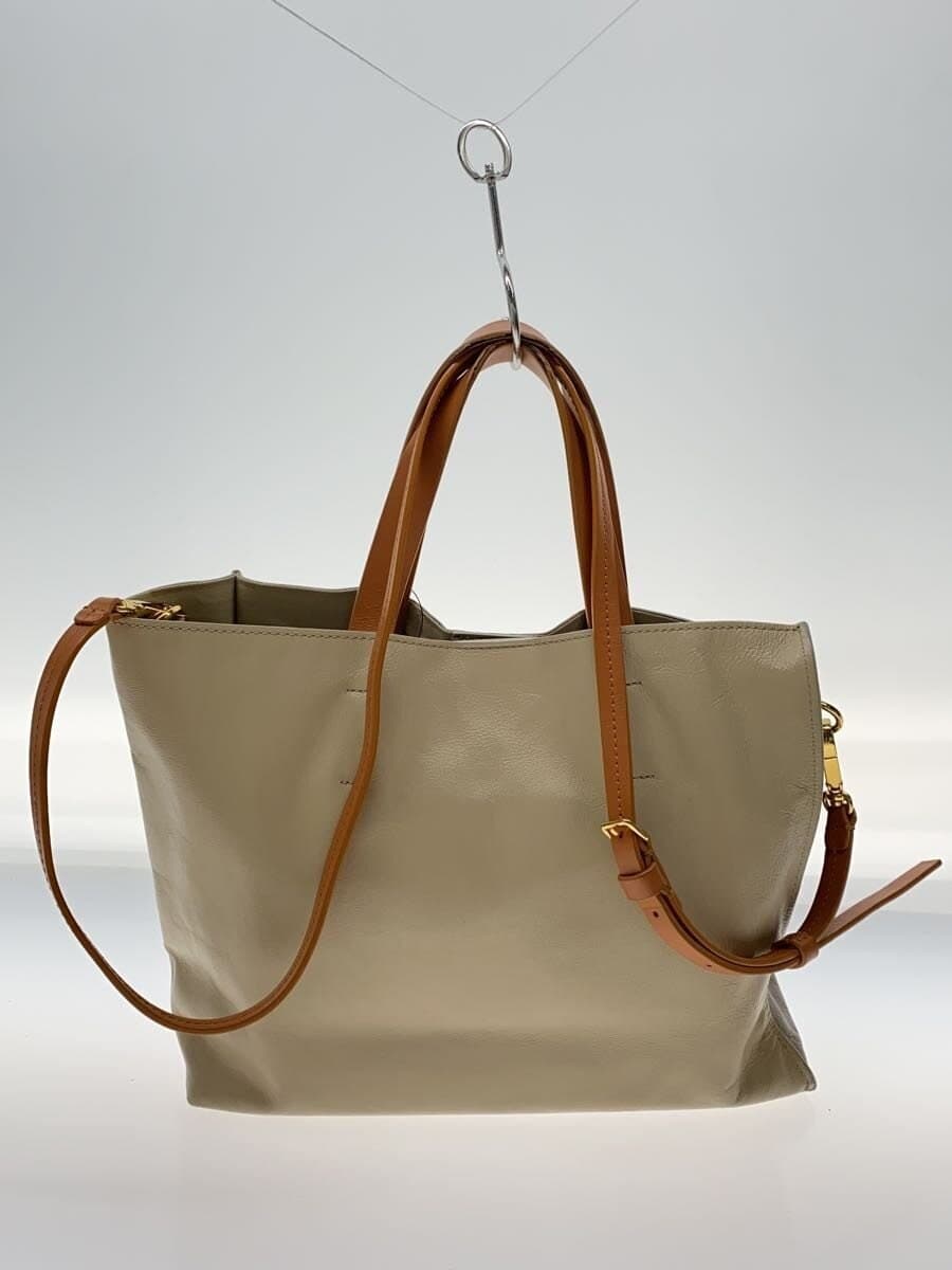 MARNIMUSEO SOFT EW SMALL 2WAY Tote Bag Cowhide BEG SHMP0069U0P2644 3