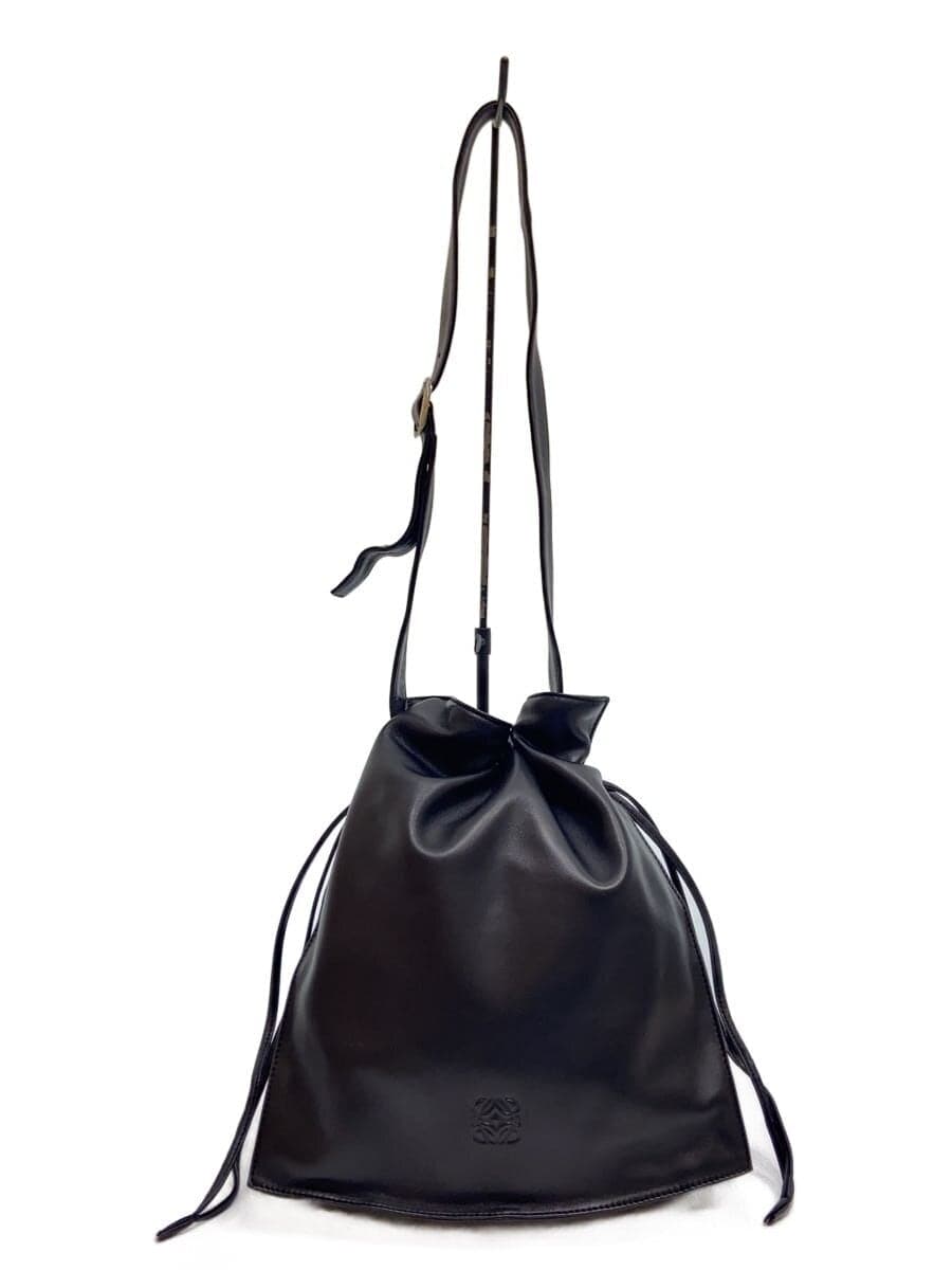 LOEWE Flamenco Drawstring Shoulder Bag Leather BLK 020409