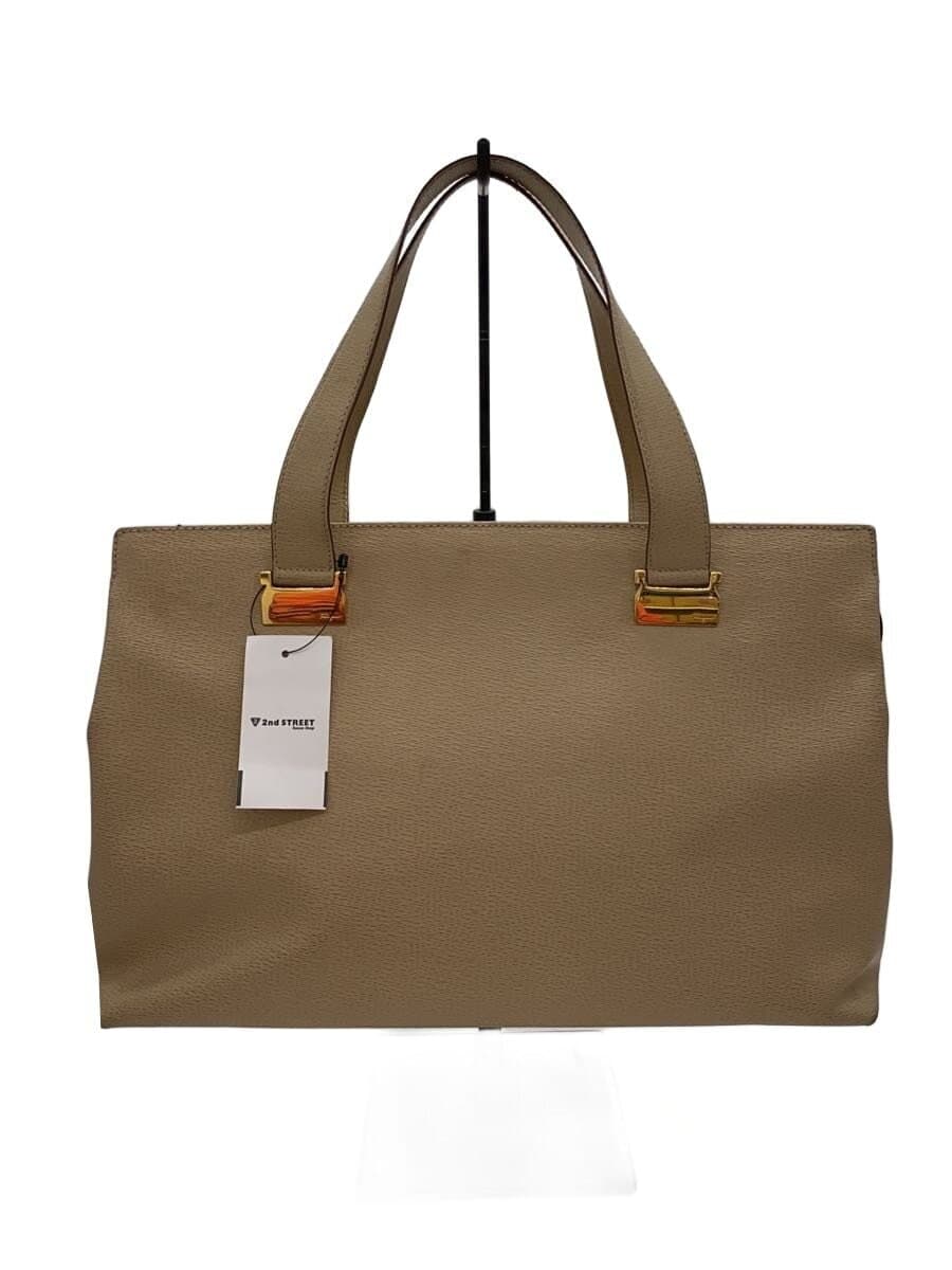 Salvatore Ferragamo Handbag Leather BEG Solid Color AQ-219296 Slightly crushed 3