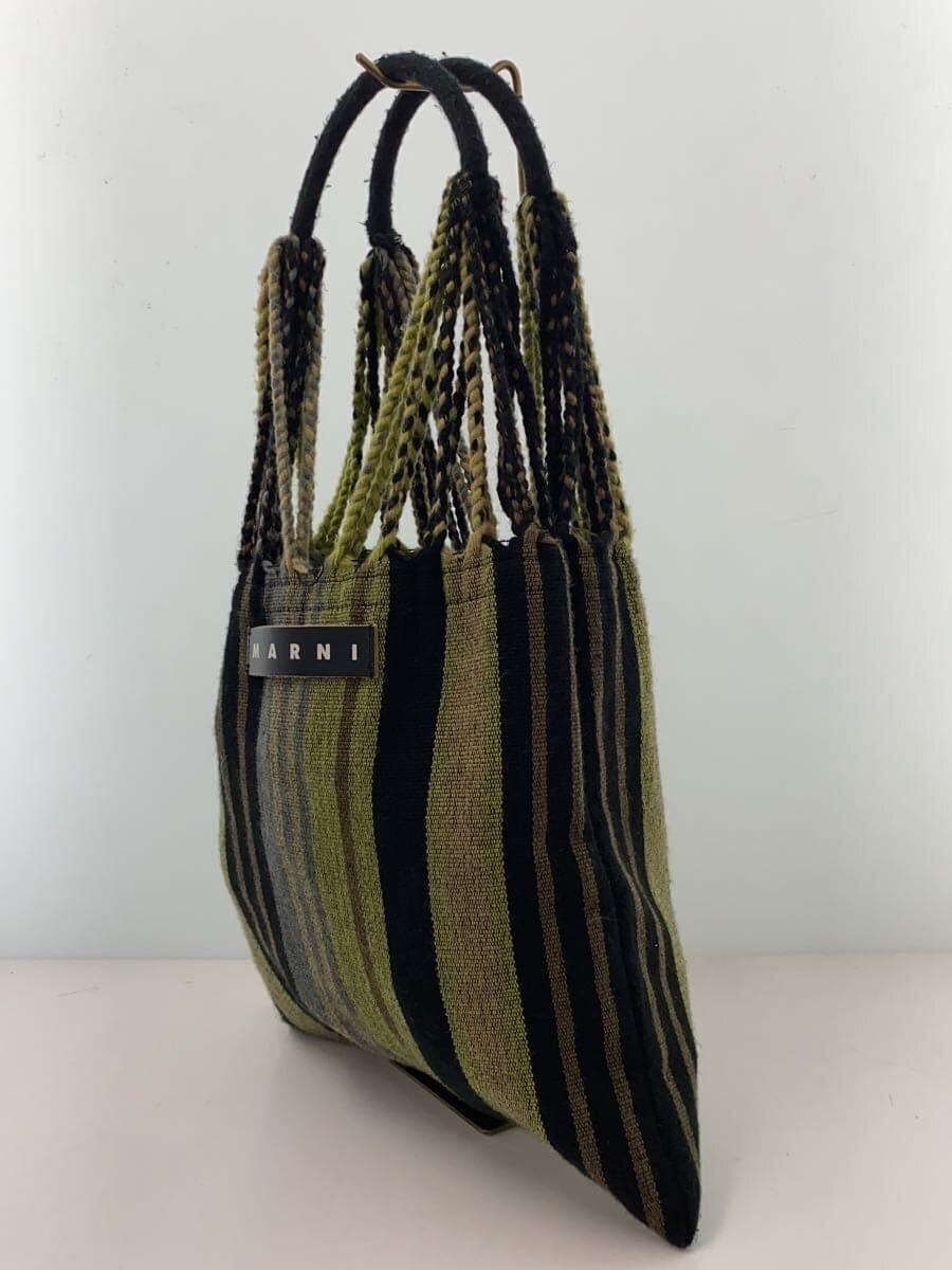 MARNI Tote Bag Cotton GRN Stripe 2