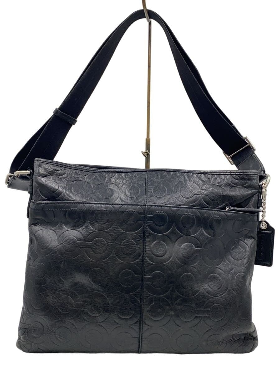 COACH Shoulder Bag Leather BLK Solid