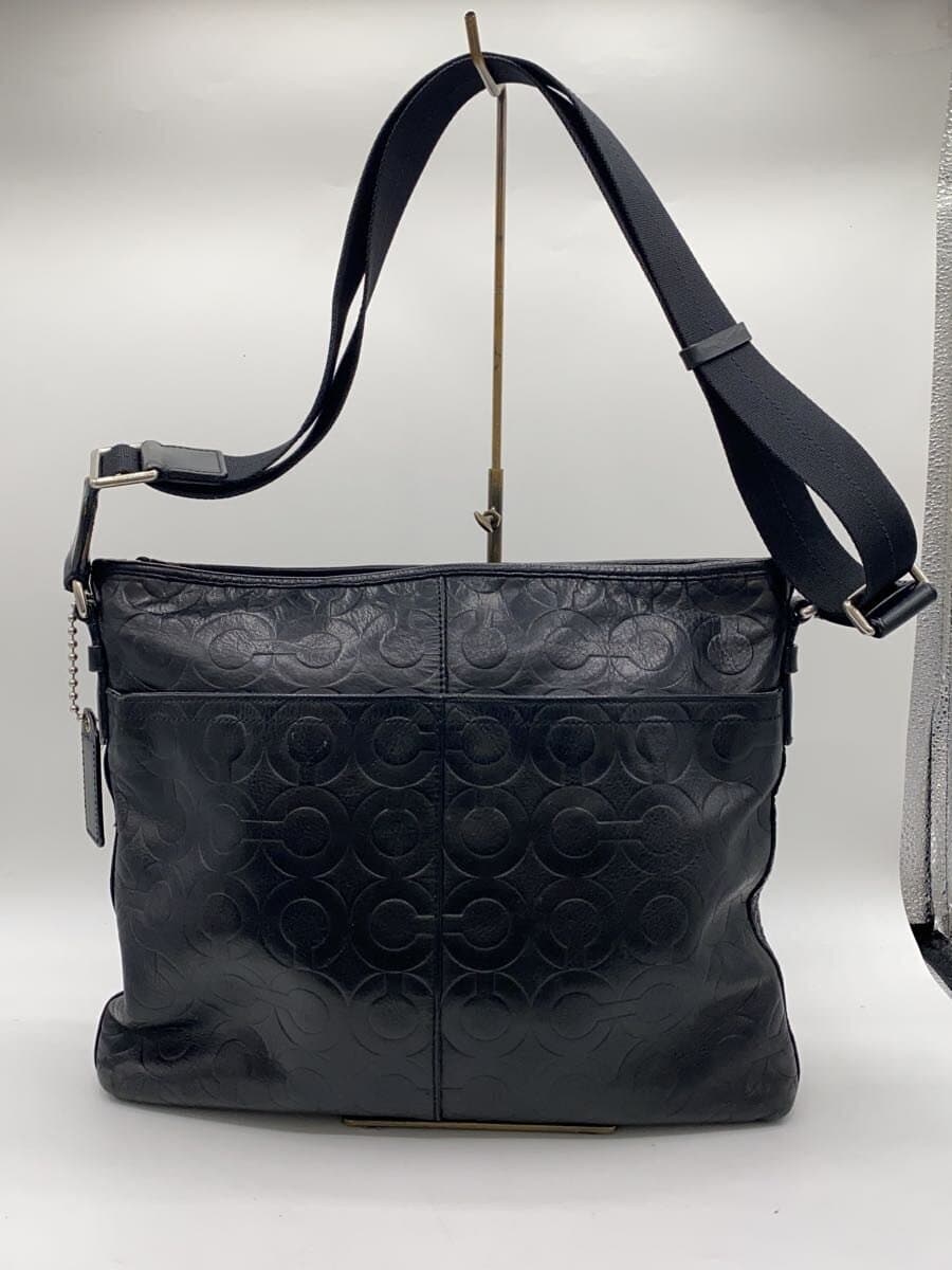 COACH Shoulder Bag Leather BLK Solid 3