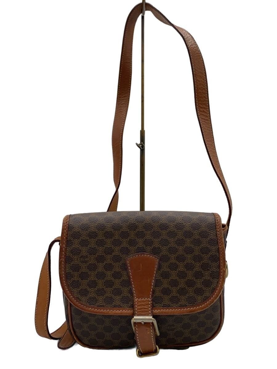 CELINE Macadam Shoulder Shoulder Bag Leather BRW All Over Pattern