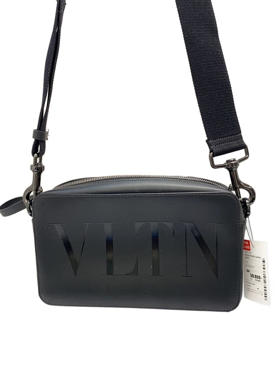VALENTINO GARAVANI Shoulder Bag Leather BLK Crossbody Bag VLTN Stain