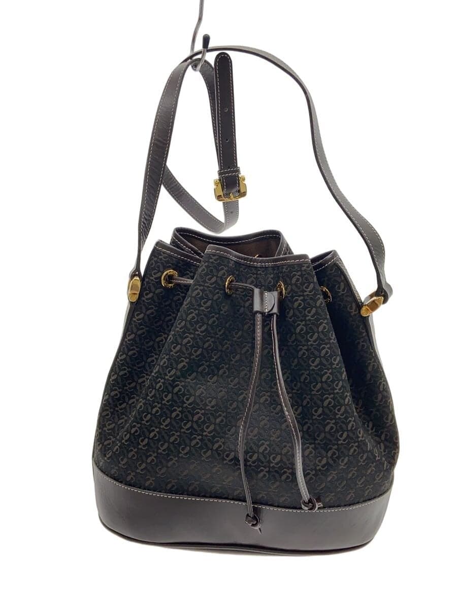 LOEWE Old Loewe Monogram Drawstring Shoulder Bag Anagram Bag -- BLK All-over