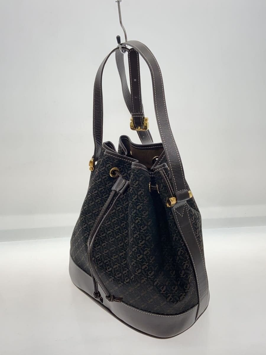 LOEWE Old Loewe Monogram Drawstring Shoulder Bag Anagram Bag -- BLK All-over 2