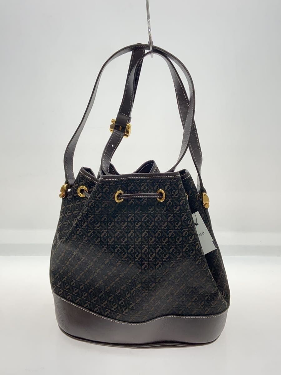 LOEWE Old Loewe Monogram Drawstring Shoulder Bag Anagram Bag -- BLK All-over 3