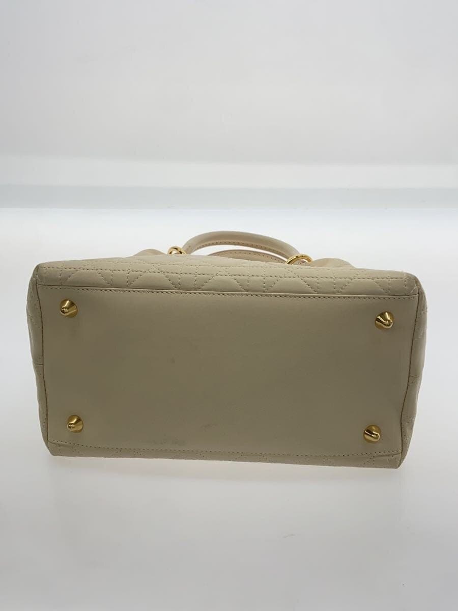 Christian Dior Cannage Quilted Handbag Leather IVO Solid Color 4