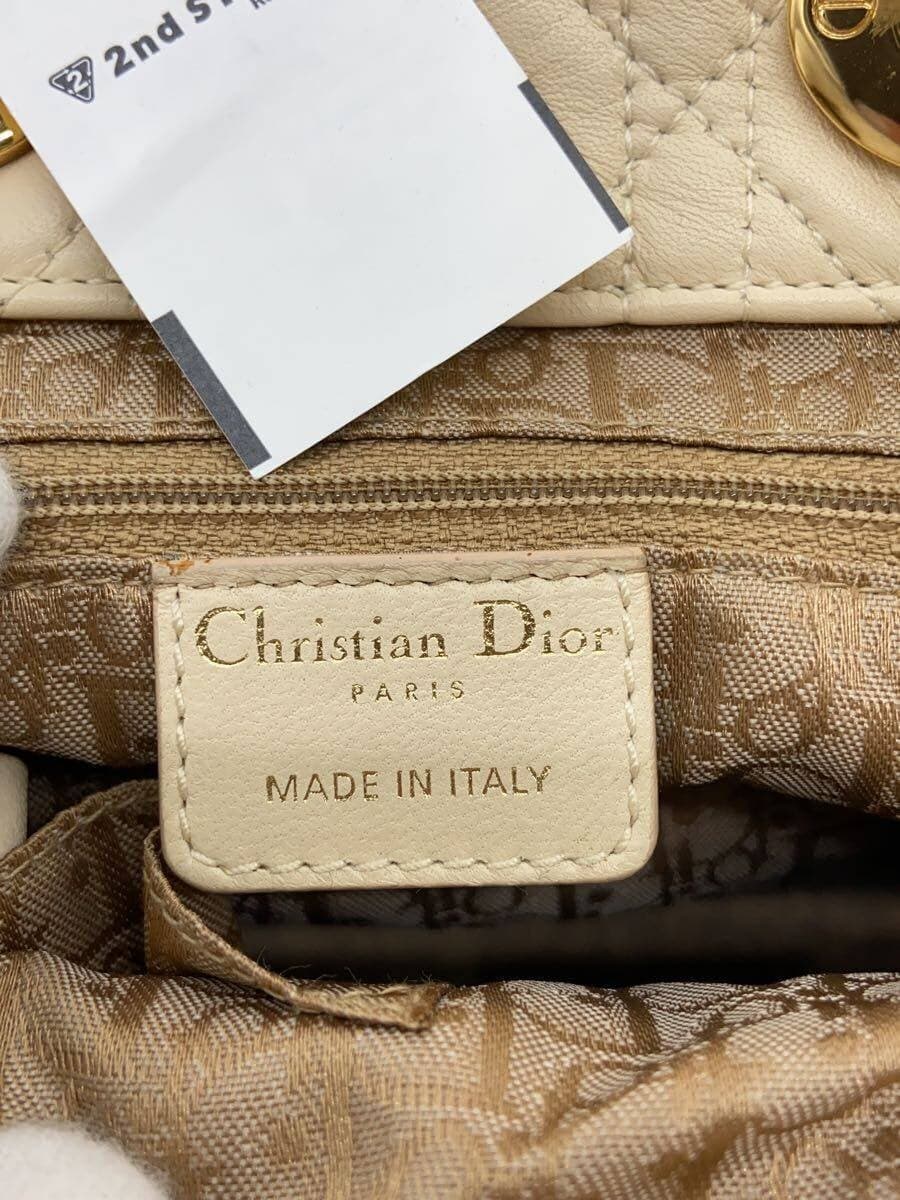 Christian Dior Cannage Quilted Handbag Leather IVO Solid Color 5