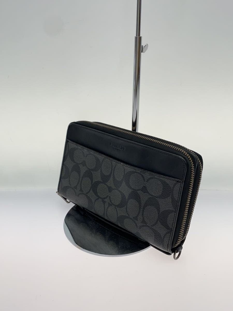 COACH Organizer Double Zip Round Second Bag PVC BLK All Over Pattern 2