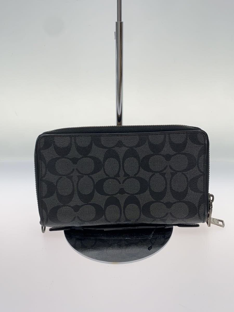 COACH Organizer Double Zip Round Second Bag PVC BLK All Over Pattern 3