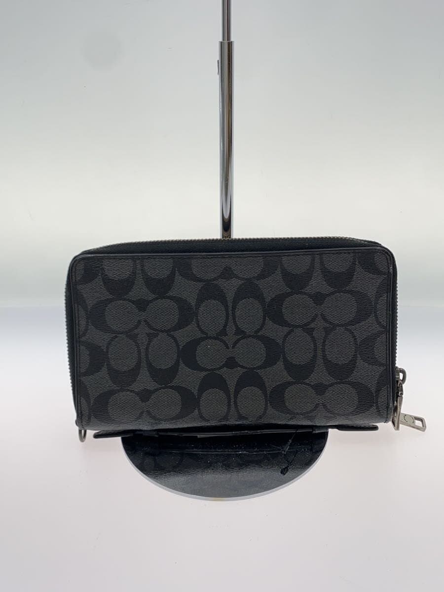 COACH Organizer Double Zip Round Second Bag PVC BLK All Over Pattern 3