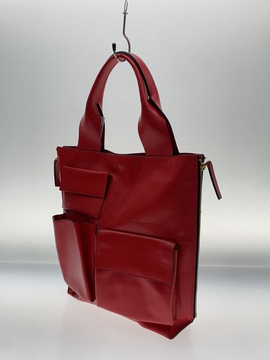 MARNI Multi Pocket Tote Bag Leather RED Solid SHMPV12U01 P3269 2