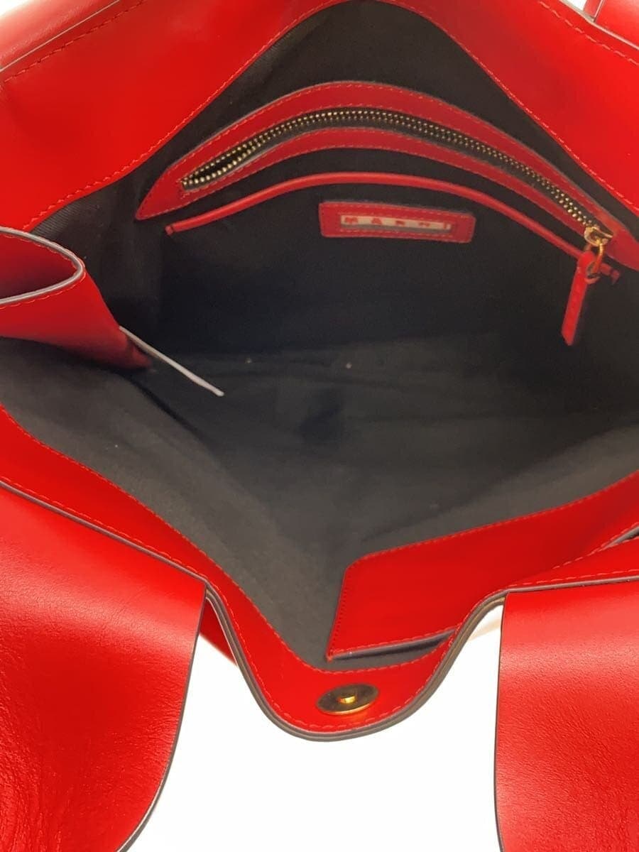 MARNI Multi Pocket Tote Bag Leather RED Solid SHMPV12U01 P3269 6