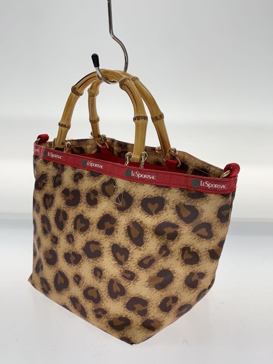 LESPORTSAC Bamboo Leopard Leopard Pattern Handbag PVC BRW 2