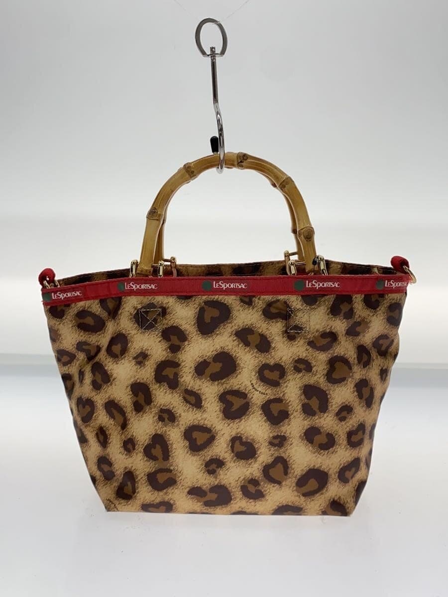 LESPORTSAC Bamboo Leopard Leopard Pattern Handbag PVC BRW 3