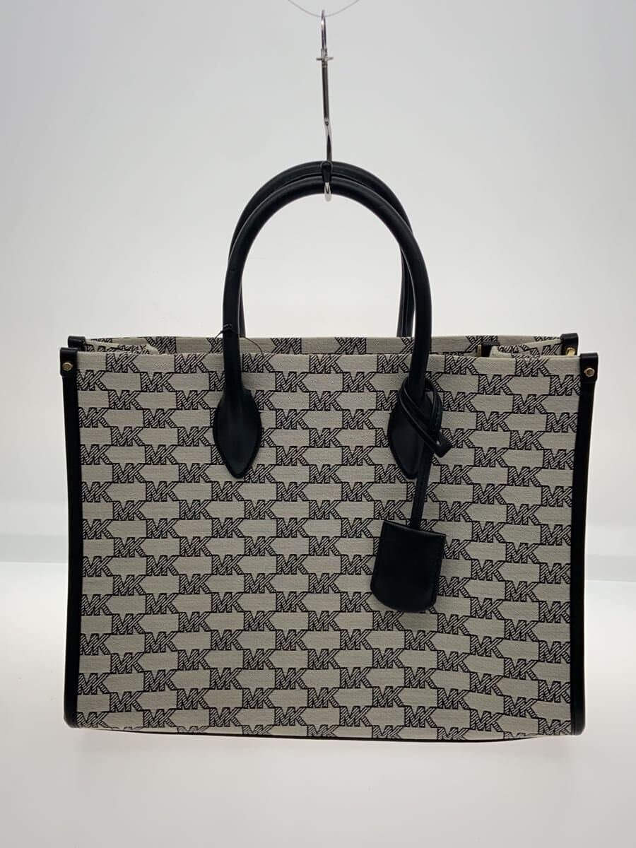 MICHAEL KORS All-Over Logo Print Handbag Canvas Gray All-Over Print