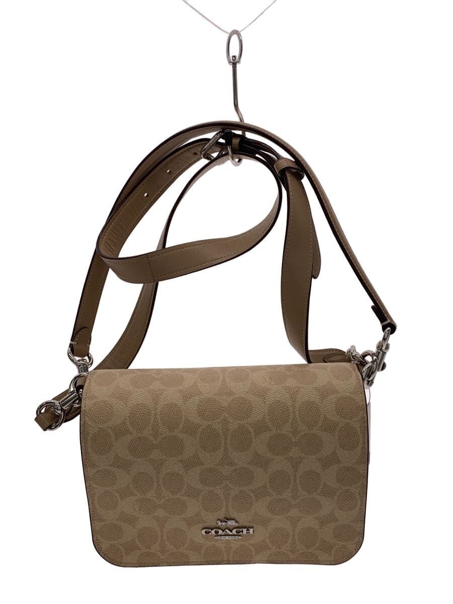COACH Quinn Bag - Signature Shoulder Bag Leather BEG All-Over Print CZ770