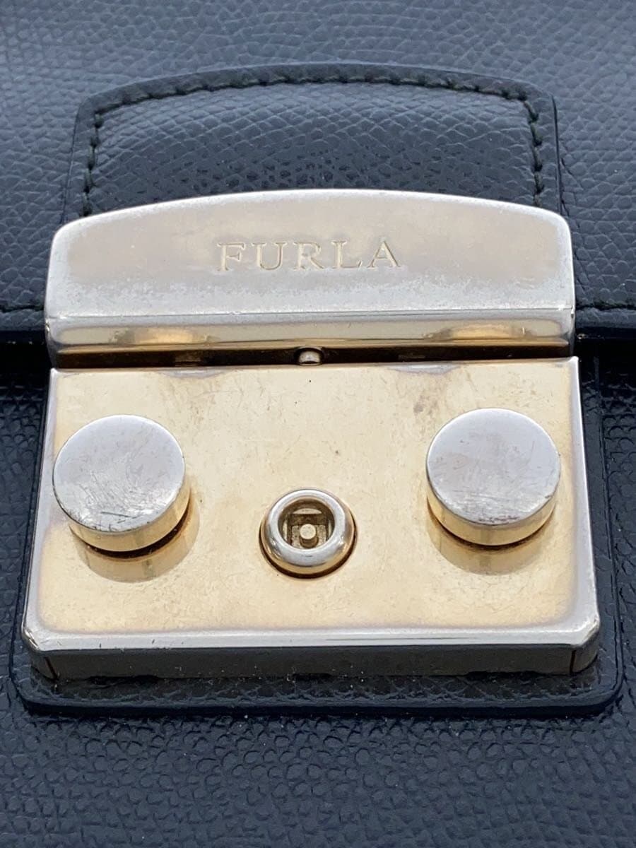 FURLA Handbag Leather BLK Solid 7