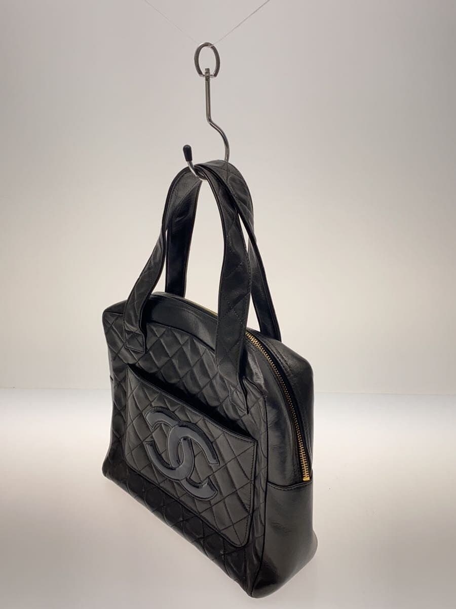 CHANEL handbag leather black plain 2