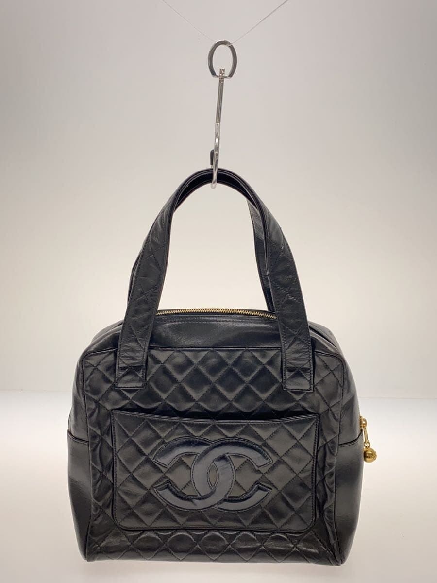 CHANEL handbag leather black plain 3