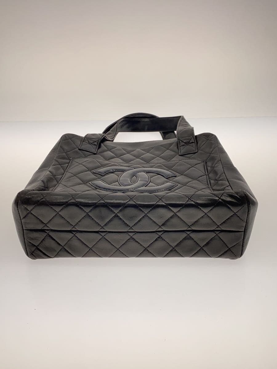 CHANEL handbag leather black plain 4