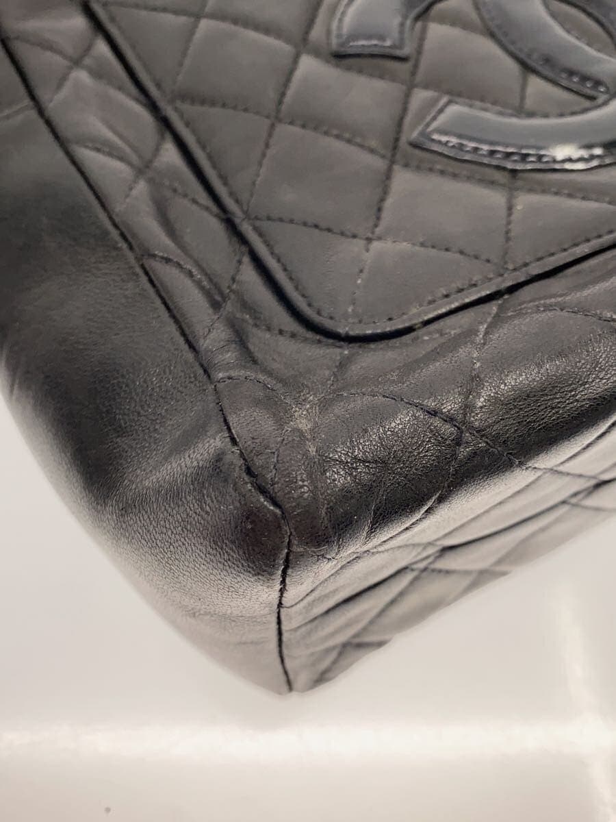 CHANEL handbag leather black plain 7