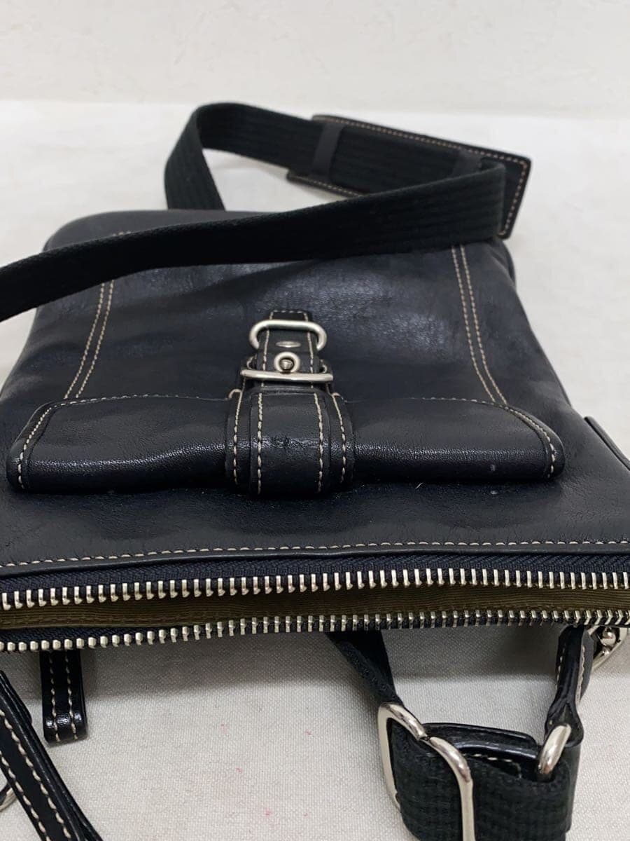 COACH Shoulder Bag Leather BLK Solid 6