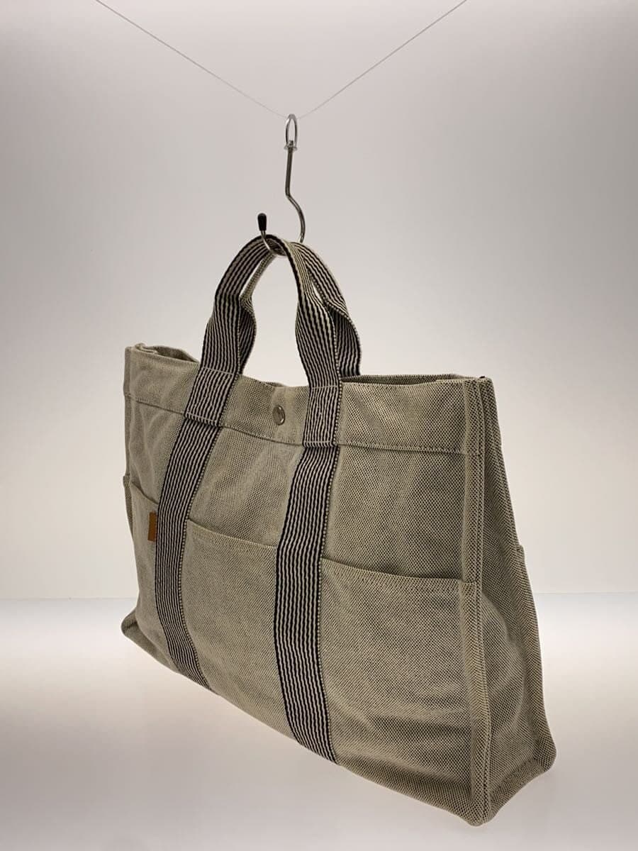 HERMES tote bag canvas GRY plain overall stains present condition considered 2